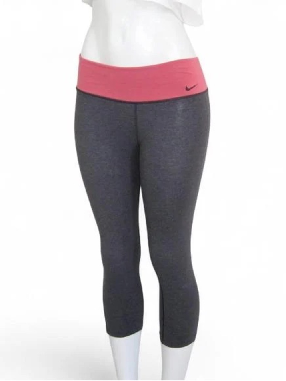 Nike Women’s Gray Capri Leggings with Pink Waistband